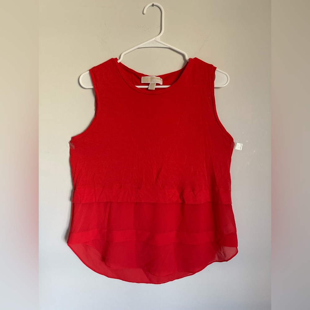 Michael Kors Bright Red Layered Sleeveless Blouse